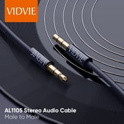 VIDVIE AUX CABLE JACK AUDIO CONNECTOR DATA SYNC CABLE AL1105 5 FEET 3.5MM AUXILIARY CORD WHITE AND BLACK