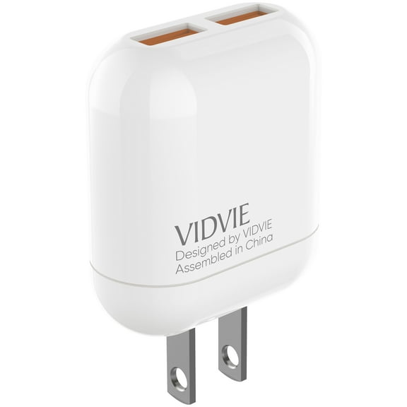 VIDVIE Dual Port Charger & Data Sync (Lightning Cable Included)
