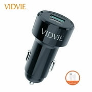 شاحن سيارة شحن سريع بمنفذ مزدوج عالمي VIDVIE مع كابل PD20W CC518C