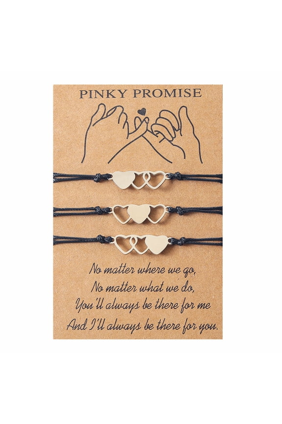 2/3/4x Pinky Promise Heart Bracelets for Couple Women Girls Teens with Wish Card Adjustable Matching Friendship Bracelet