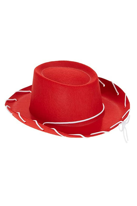 Children Brown Red Felt Woody Cowboy Hat Adjustable Western Big Brimmed Cowboy