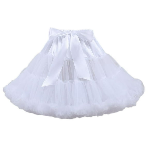 VIEGINE Women Elastic High Waist Ballet Sweet Puffy Tutu Skirt Satin Bowknot Mesh Tulle Fluffy Petticoat Dress Underskirt