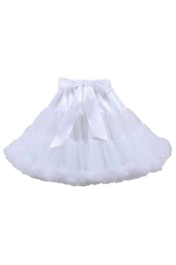 Women Elastic High Waist Ballet Sweet Puffy Tutu Skirt Satin Bowknot Mesh Tulle Fluffy Petticoat Dress Underskirt