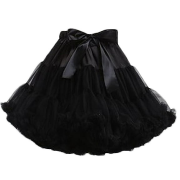 VIEGINE Women Elastic High Waist Ballet Sweet Puffy Tutu Skirt Satin Bowknot Mesh Tulle Fluffy Petticoat Dress Underskirt