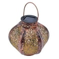 thumbnail image 1 of VIEROLA Metal Solar Lantern, 7.9 inch Bronze  Hollow Pumpkin Lanterns, LED  Waterproof, 1 of 6