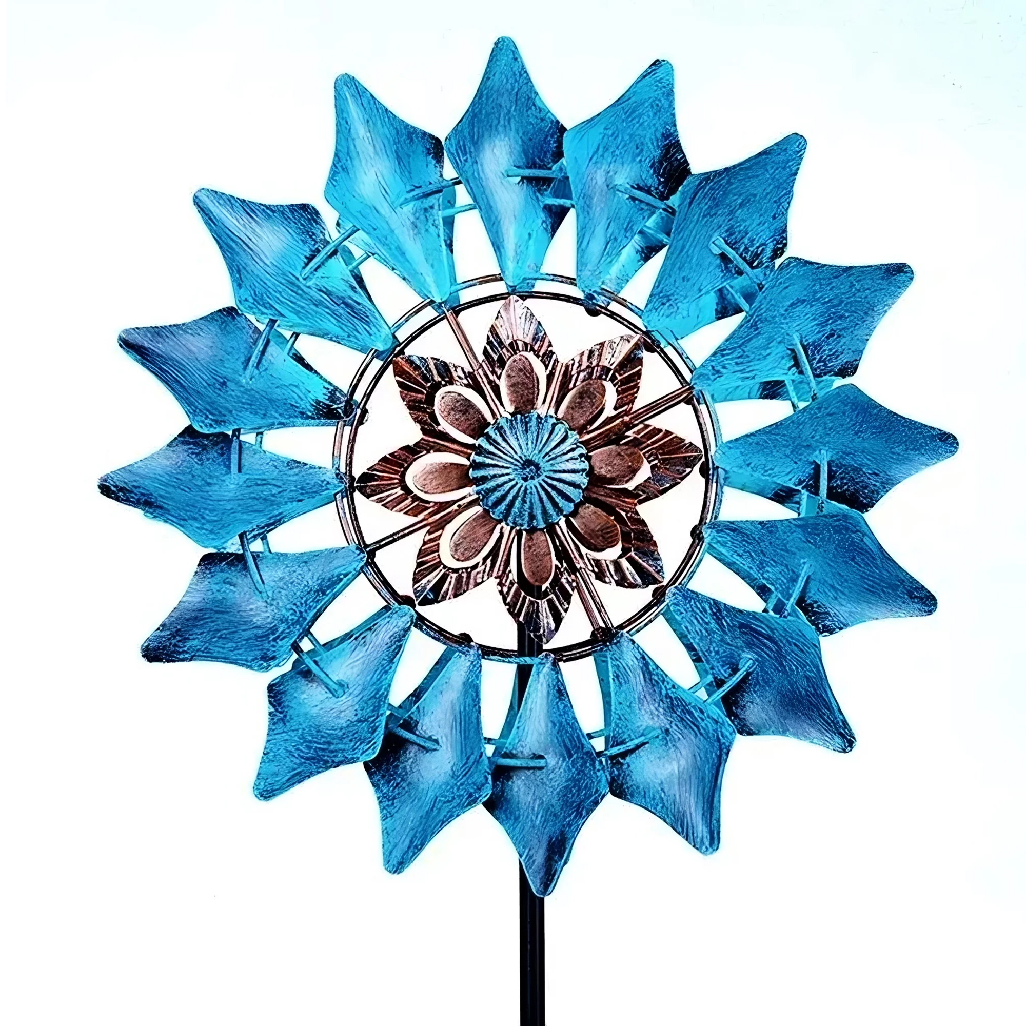 Mainstays 3PK Outdoor Dual Blue/Yellow/Red Flower 31.9"H Metal Wind