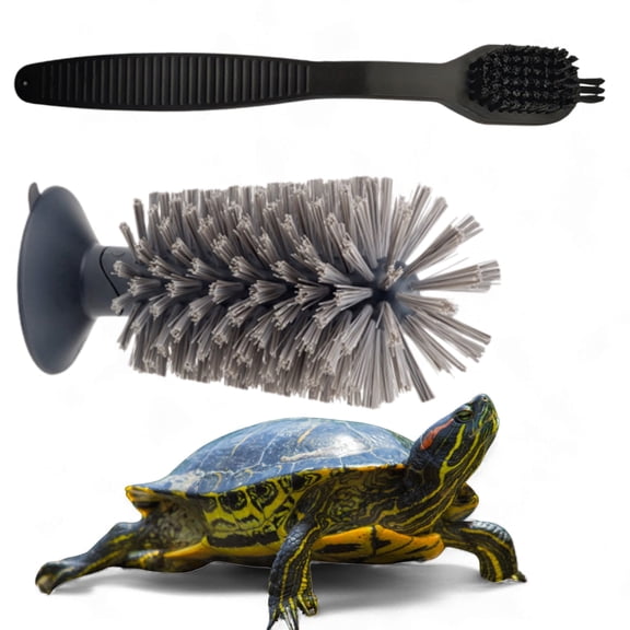VIET ABEL CRAFTS Turtle Care Durable & At-Home Aquarium Cleaning Brush Set, with Suction Cup Shell Brush & Handheld Dual-Headed Brush