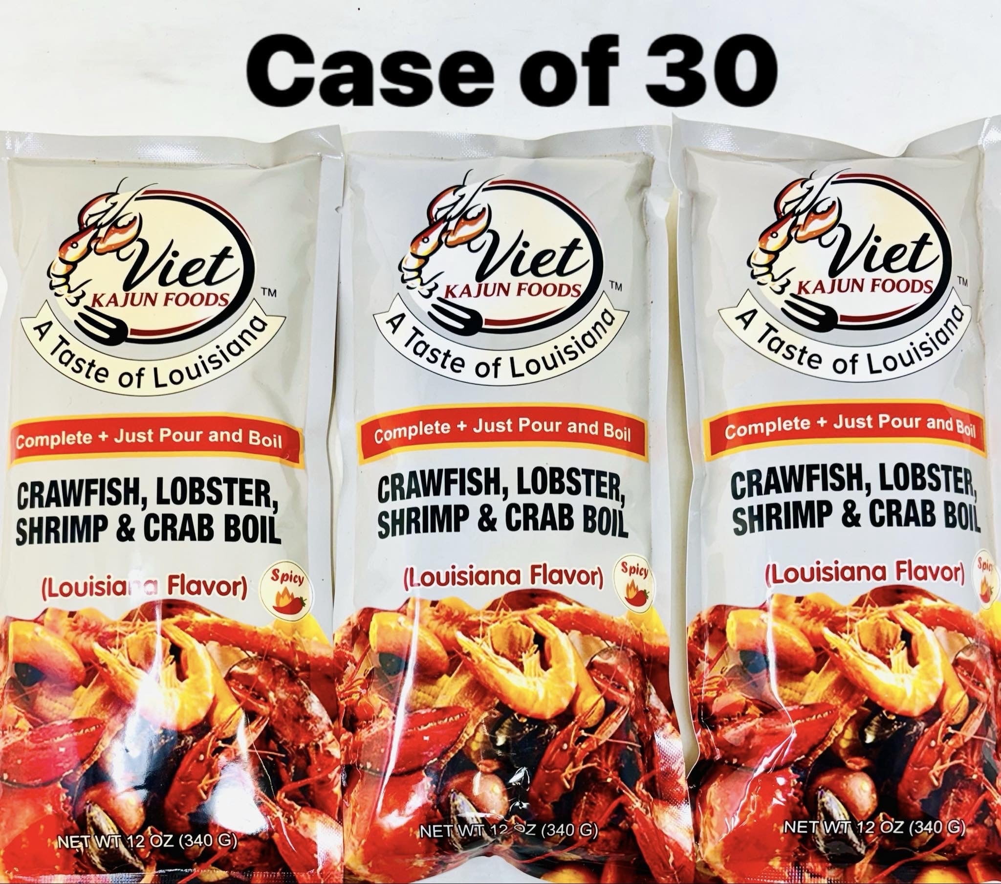 Viet Cajun Crawfish Lobster Shrimp & Crab Boil, Louisiana Flavor, 12 oz, Pack of 15, Made in USA
