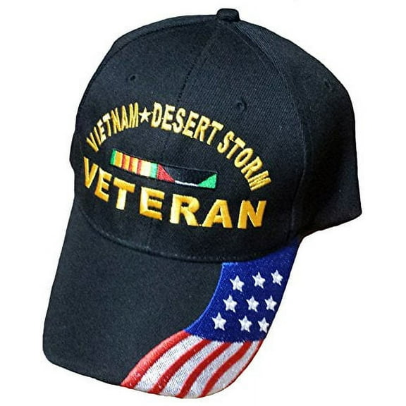VIETNAM AND DESERT STORM VETERAN Baseball Cap Black Hat