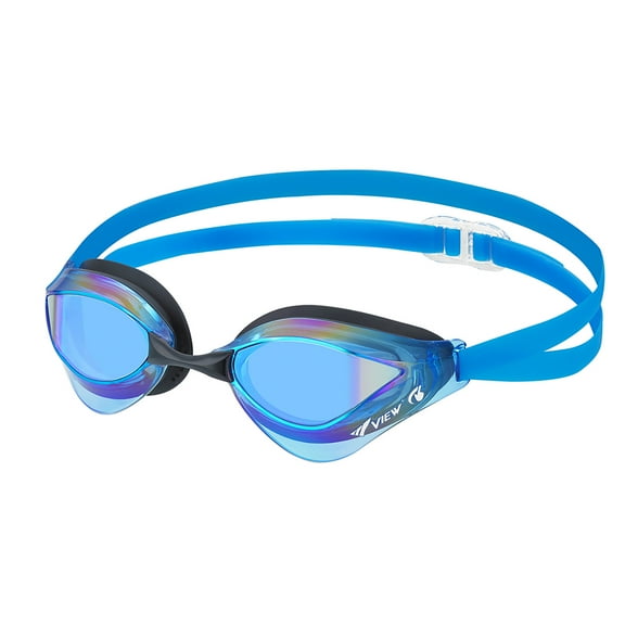 VIEW Swimming Gear V-230ASA Blade Orca SWIPE Anti-Fog Racing Swim Goggles, Smoke/Blue Mirrored Lens