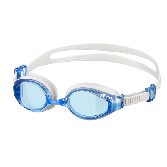 VIEW Swimming Gear V-640ASA SWIPE Curved Lens Fitness Swim Goggles, Clear Blue/White