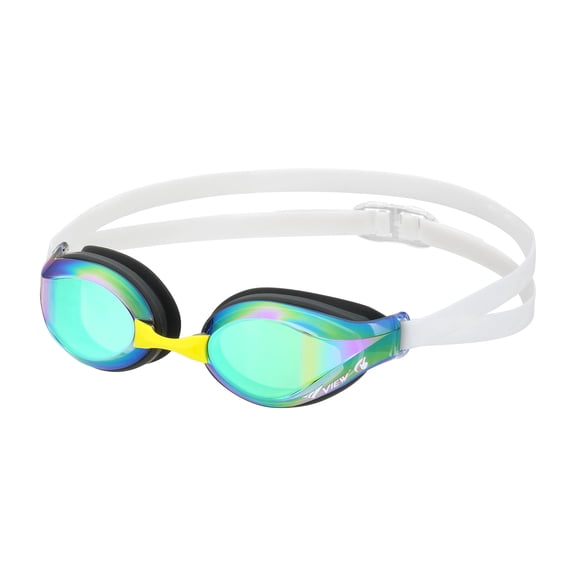 VIEW V-260JASA Try Junior SWIPE Anti-Fog Racing Swim Goggles, Smoke/Emerald Mirrored Lens