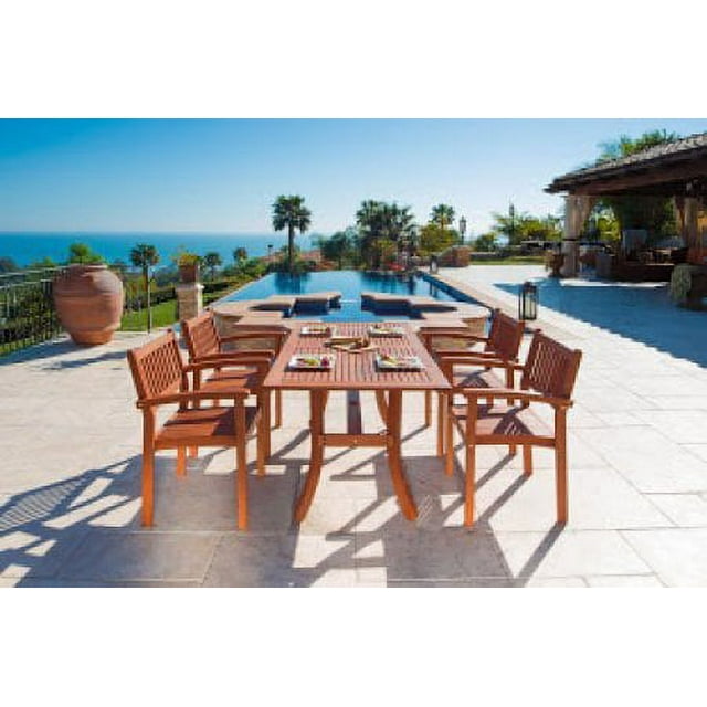 Malibu EcoFriendly 5Piece Wood Outdoor Dining Set with Rectangular