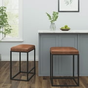 VIFAH Riley Bar Stool, Brown, Set of 2