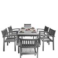 thumbnail image 1 of Renaissance Outdoor Patio Hand-scraped Wood 7-piece Dining Set with Stacking Chairs, 1 of 5