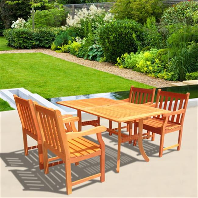 VIFAH V187SET22 Malibu Outdoor 5piece Wood Patio Dining Set