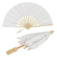 thumbnail image 1 of VIFERR Abanico de Encaje Damas de Encaje Paraguas Paraguas Plegable Parasol Novia de Encaje de Algodón Plegable Ventilador Portátil para la Fiesta de Fotografía de la Boda de la Danza de los Apoyos, 1 of 8