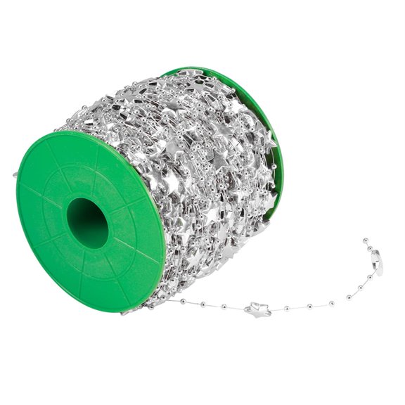 VIFERR Cadena Decorativa De Plástico De 60m DIY En Forma De Estrella, Cadena Decorativa para Cumpleaños, árbol De Navidad, Decoración De Ramo De Fiesta De Boda(Pentagrama de Plata)