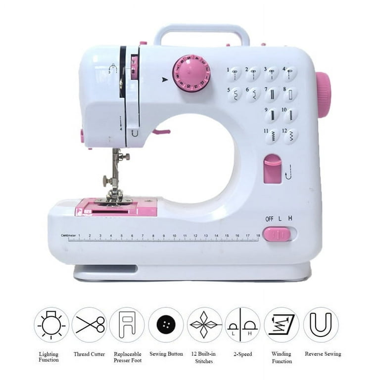 Mini Sewing Machine for Beginner, Portable Sewing Machine,12 Built-in  Stitches Small Sewing Machine Double Threads and Two Speed Multi-function