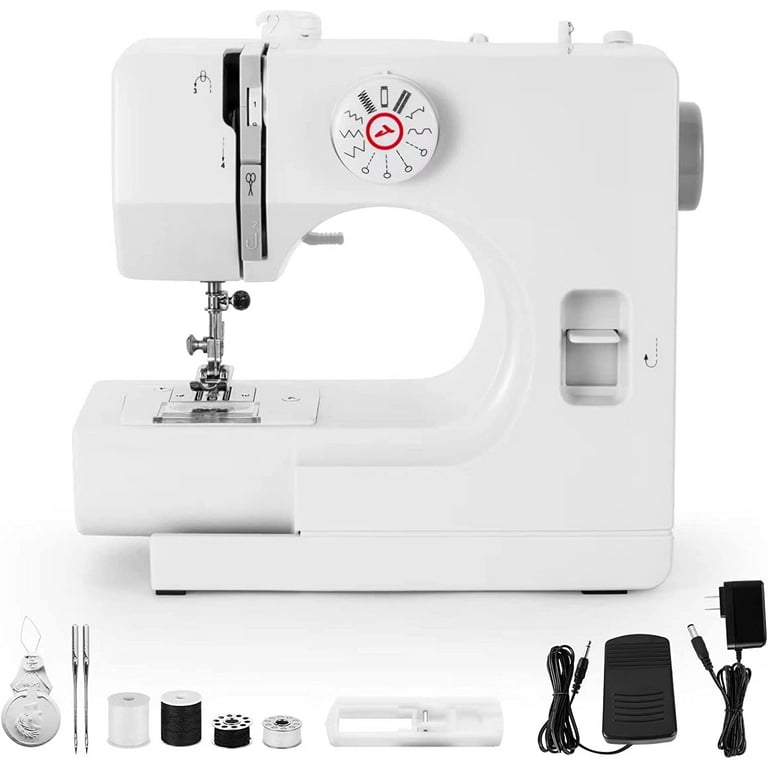 BUXFMHT Sewing Machine, Mini Sewing Machine, Electric Portable Sewing Machine for Beginners, 12 Stitch Dual Speed with Foot Pedal & Sewing Kit