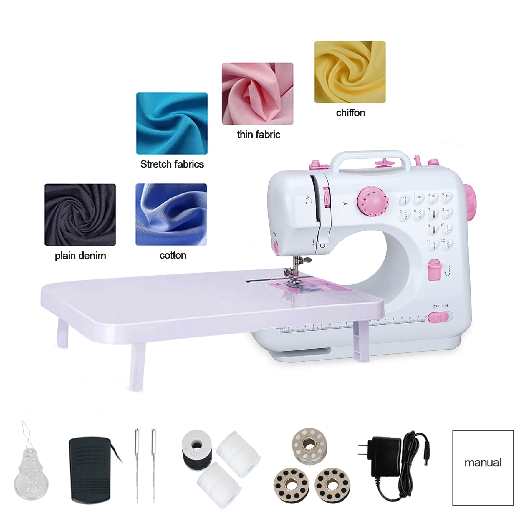 Sewing Machine, Portable Sewing Machine for Beginners with Light and  Extension Table, Easy to Use & Safe for Kids, Best Gifts Suitable for DIY  Home