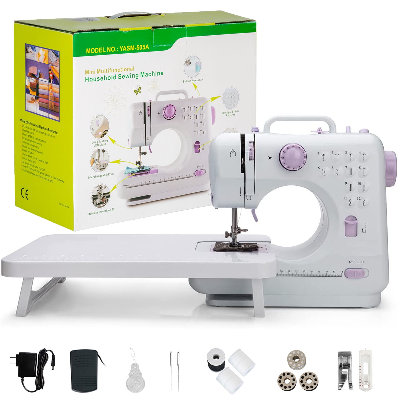 Kiwilon Sewing Machine for Home Use with Extension Table Foot Pedal,  Adapter and Sewing Kit, Threas, bobbins, Thread Cutter, Ripper, Press  Button, Hand Sewing Needle Sewing Kit Price in India - Buy