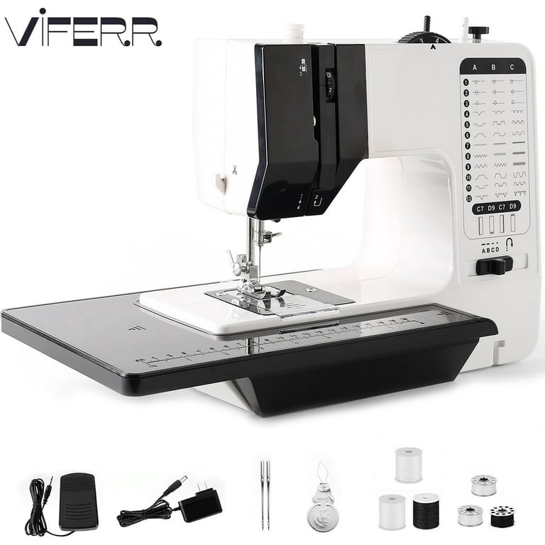 Viferr Mini Portable Sewing Machine 38 Stitches Dual Speed Extension Table for Beginner Kids, Size: One size, Black