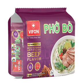 VIFON Vietnamese Beef Flavor Rice Noodle Soup Pho Bo Halal 4-Pack 2.12 oz Each