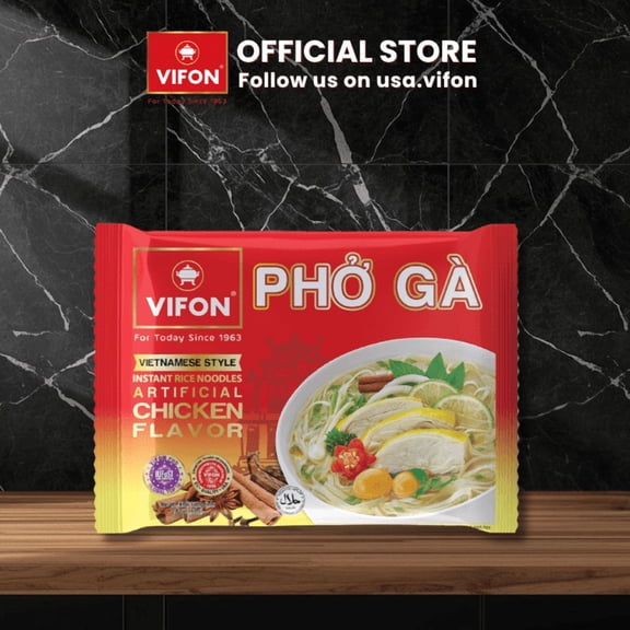 VIFON Vietnamese Pho Chicken Flavor Rice Noodle (Pho Ga) 24-Packs 2.12 oz Each