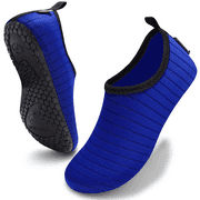 VIFUUR Water Sports Shoes Barefoot Quick-Dry Aqua Yoga Socks Slip-on for Men Women Blue, 4-5 Women/3-4 Men