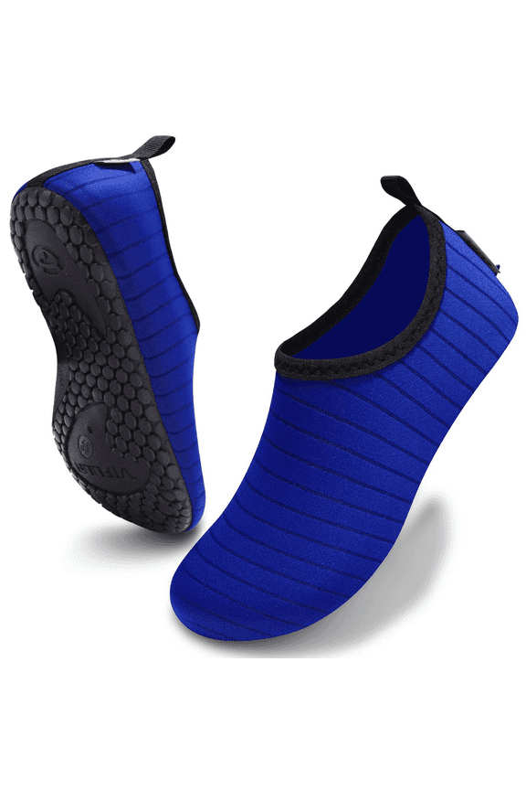 Water Sports Shoes Barefoot Quick-Dry Aqua Yoga Socks Slip-on for Men Women Blue, 4-5 Women/3-4 Men