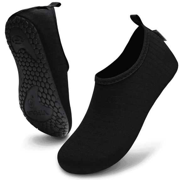 VIFUUR Water Sports Shoes Barefoot Quick-Dry Aqua Yoga Socks Slip-on for Men Women Black, 13.5 Women/12 Men