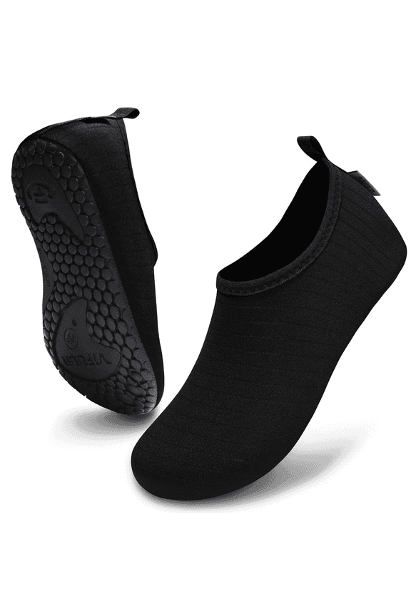 Water Sports Shoes Barefoot Quick-Dry Aqua Yoga Socks Slip-on for Men Women Black, 13.5 Women/12 Men