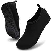 VIFUUR Water Sports Shoes Barefoot Quick-Dry Aqua Yoga Socks Slip-on for Men Women Black, 4-5 Women/3-4 Men