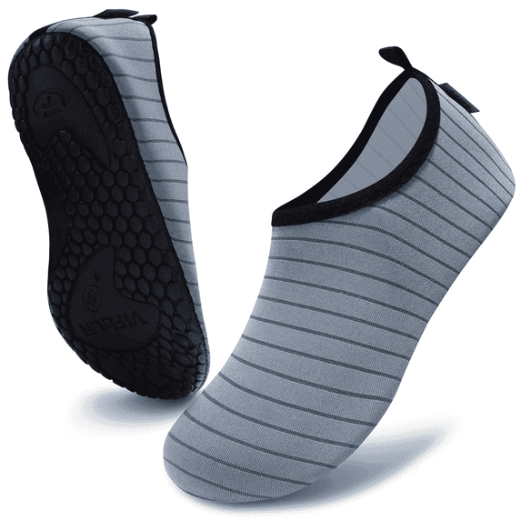 VIFUUR Water Sports Shoes Barefoot Quick-Dry Aqua Yoga Socks Slip-on for Men Women Grey, 4-5 Women/3-4 Men