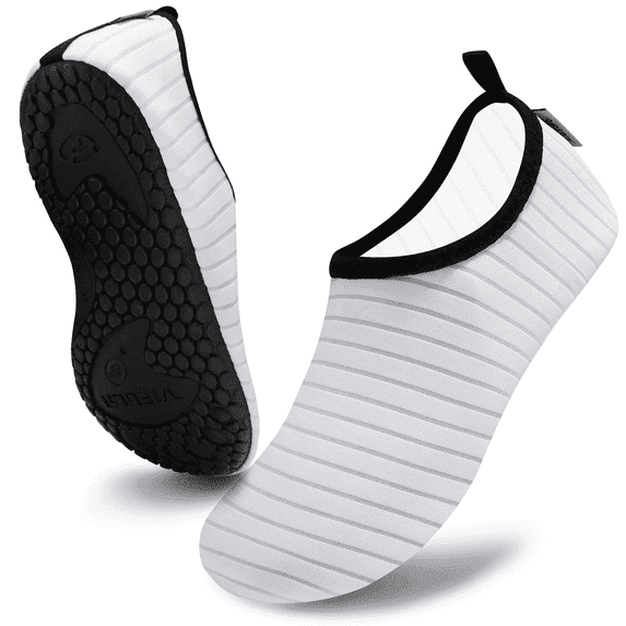 VIFUUR Water Sports Shoes Barefoot Quick-Dry Aqua Yoga Socks Slip-on for Men Women White, 11-12 Women/9.5-10.5 Men