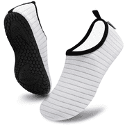 VIFUUR Water Sports Shoes Barefoot Quick-Dry Aqua Yoga Socks Slip-on for Men Women White, 12.5-13 Women/11-11.5 Men