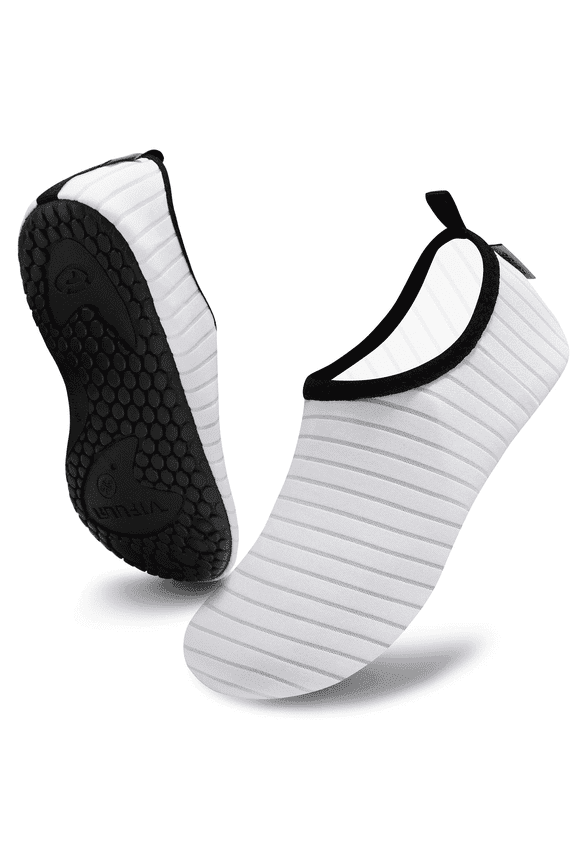 Water Sports Shoes Barefoot Quick-Dry Aqua Yoga Socks Slip-on for Men Women White, 5.5-6.5 Women/4.5-5.5 Men