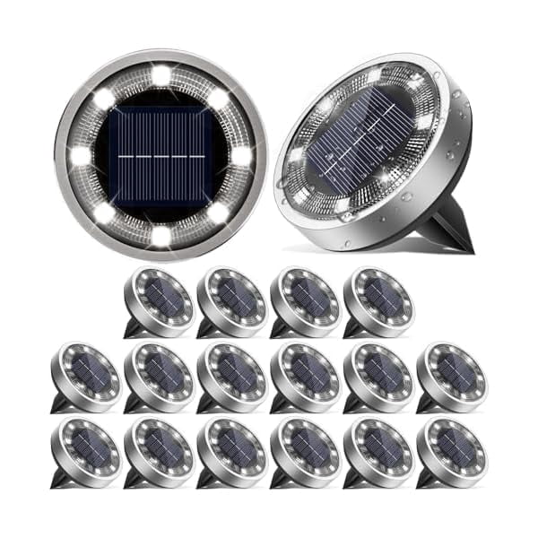 Solar Lights Outdoor Waterproof, Solar Ground Lights,18 Pack Flat, Bright Led Solar Disc Lights, 6000K Cool White Landscape Lighting for Outside Yard Garden Pathway Driveway Lawn