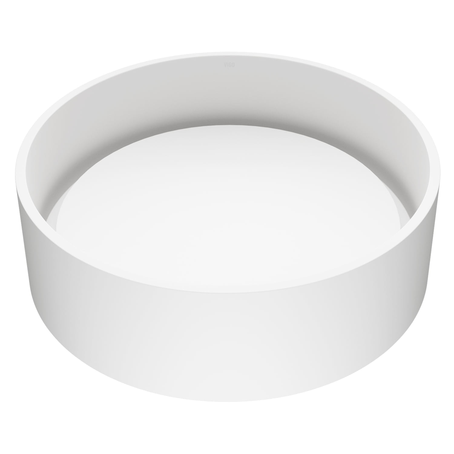 Elevated White Matte Stone 16" Round Vessel Bathroom Sink