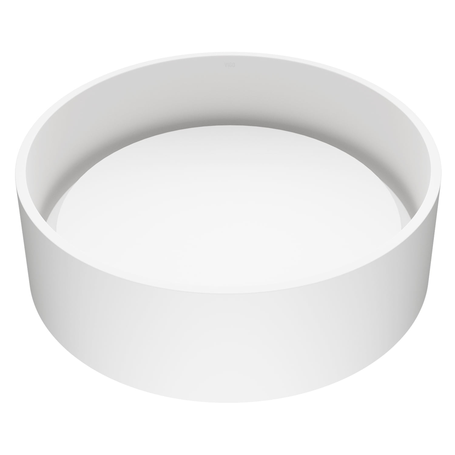 Elevated White Matte Stone 16" Round Vessel Bathroom Sink