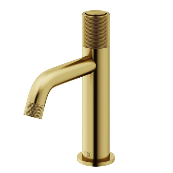 VIGO Apollo Button Operated Single-Hole Bathroom Faucet in Matte Brushed Gold
