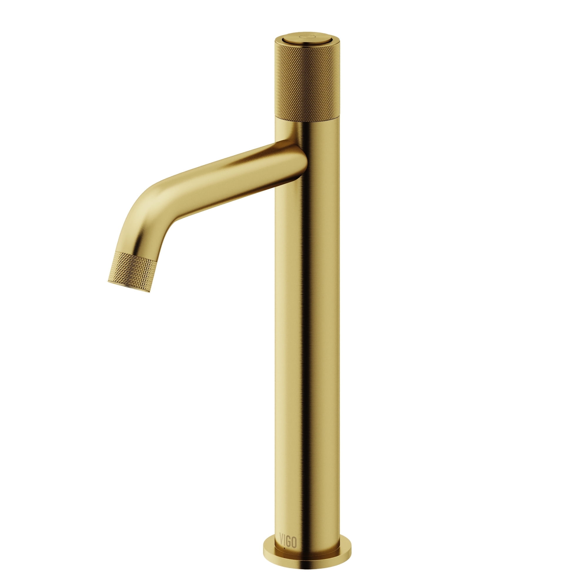 Matte Brushed Gold Single-Hole Bathroom Vessel Faucet