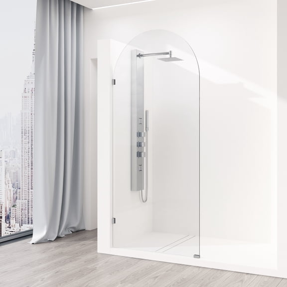 VIGO Arden 34 in. W x 78 in. H Frameless Fixed Shower Screen Door in Chrome with 3/8 in. (10mm) Clear Glass