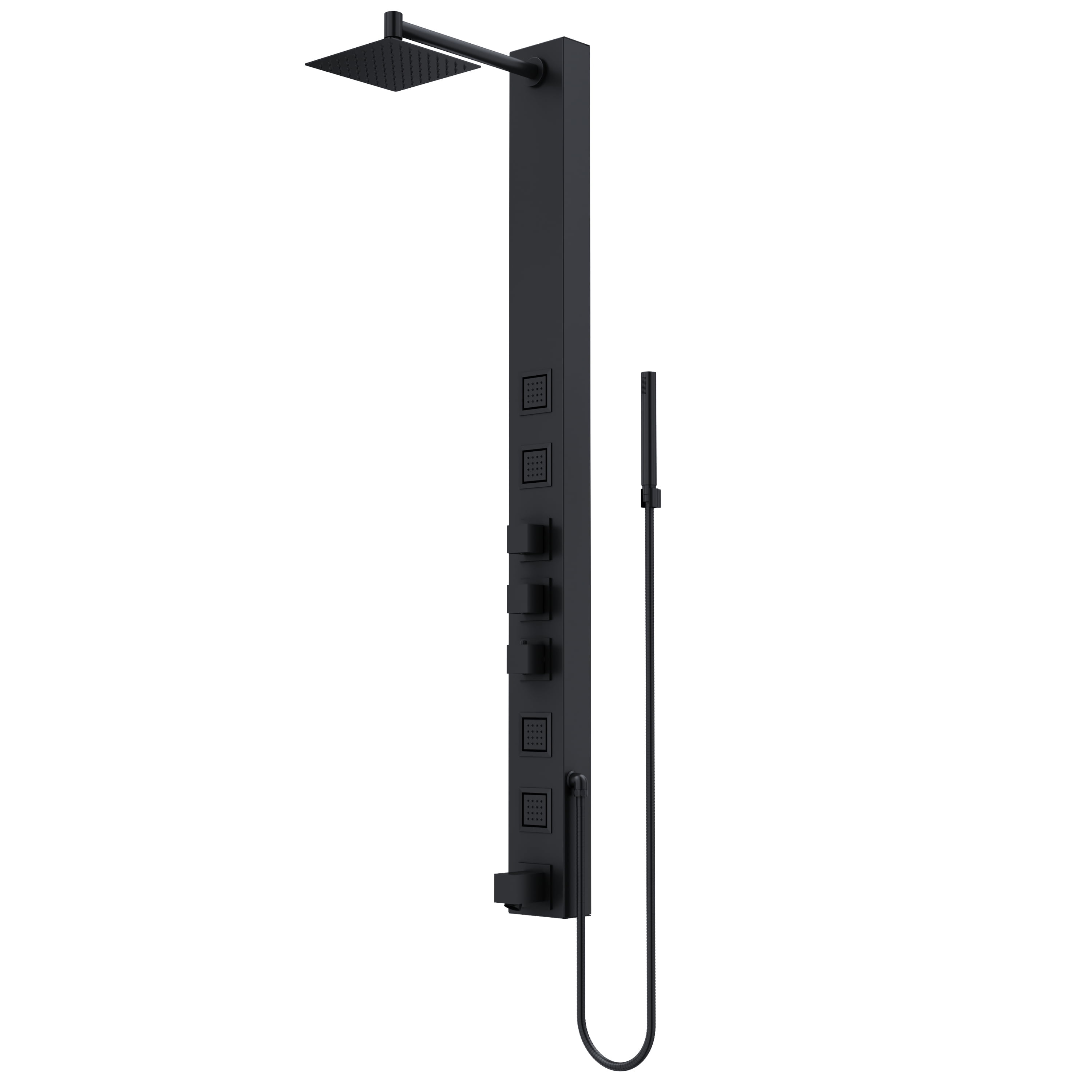 Bowery Matte Black 58" Shower Panel with Hand Shower