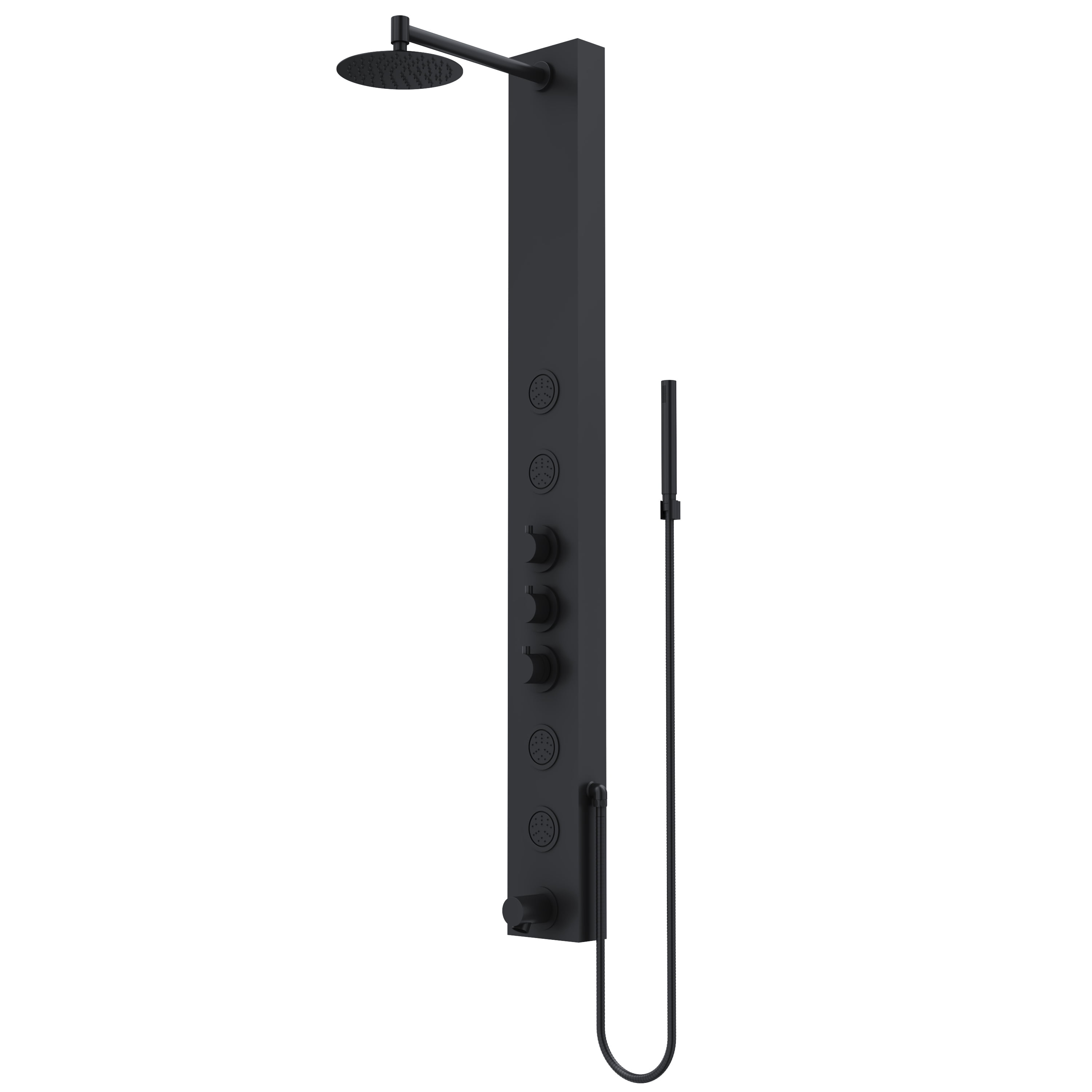Bowery Matte Black 59" Shower Panel with 4-Jet System and Hand Shower