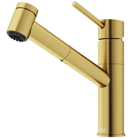 Open Box VIGO Branson Single-Handle Pull-Out Sprayer Kitchen Faucet in Matte Brushed Gold