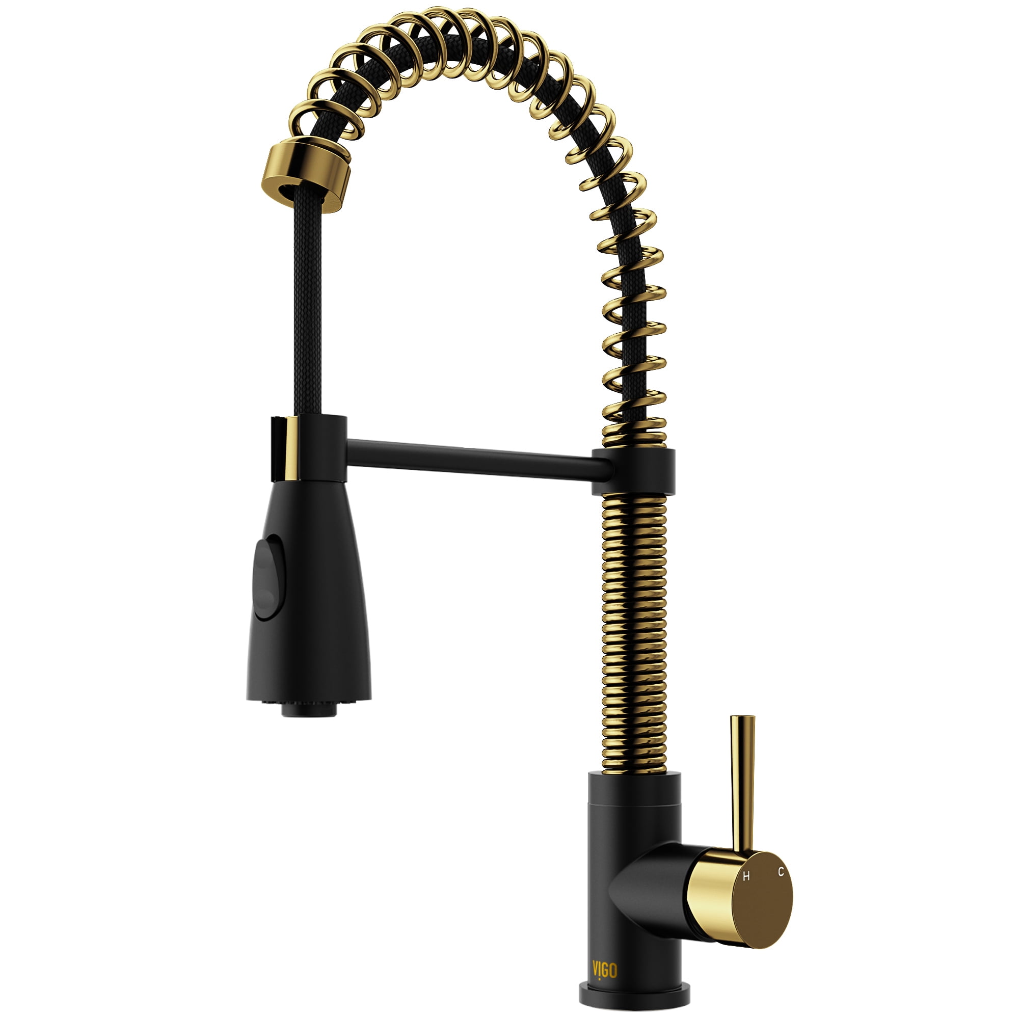 Elegant Dual-Tone Pull-Down Kitchen Faucet in Matte Gold and Black