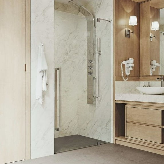 VIGO Cameo Adjustable 34.25'' x 73.38'' Pivot Frameless Shower Door