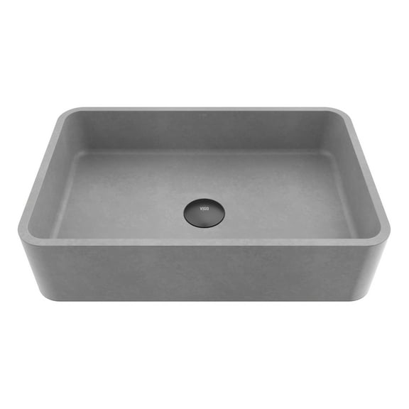 VIGO Cordoba Gothic Gray Concreto Stone 20 in. L x 13 in. W x 5 in. H Rectangular Vessel Bathroom Sink